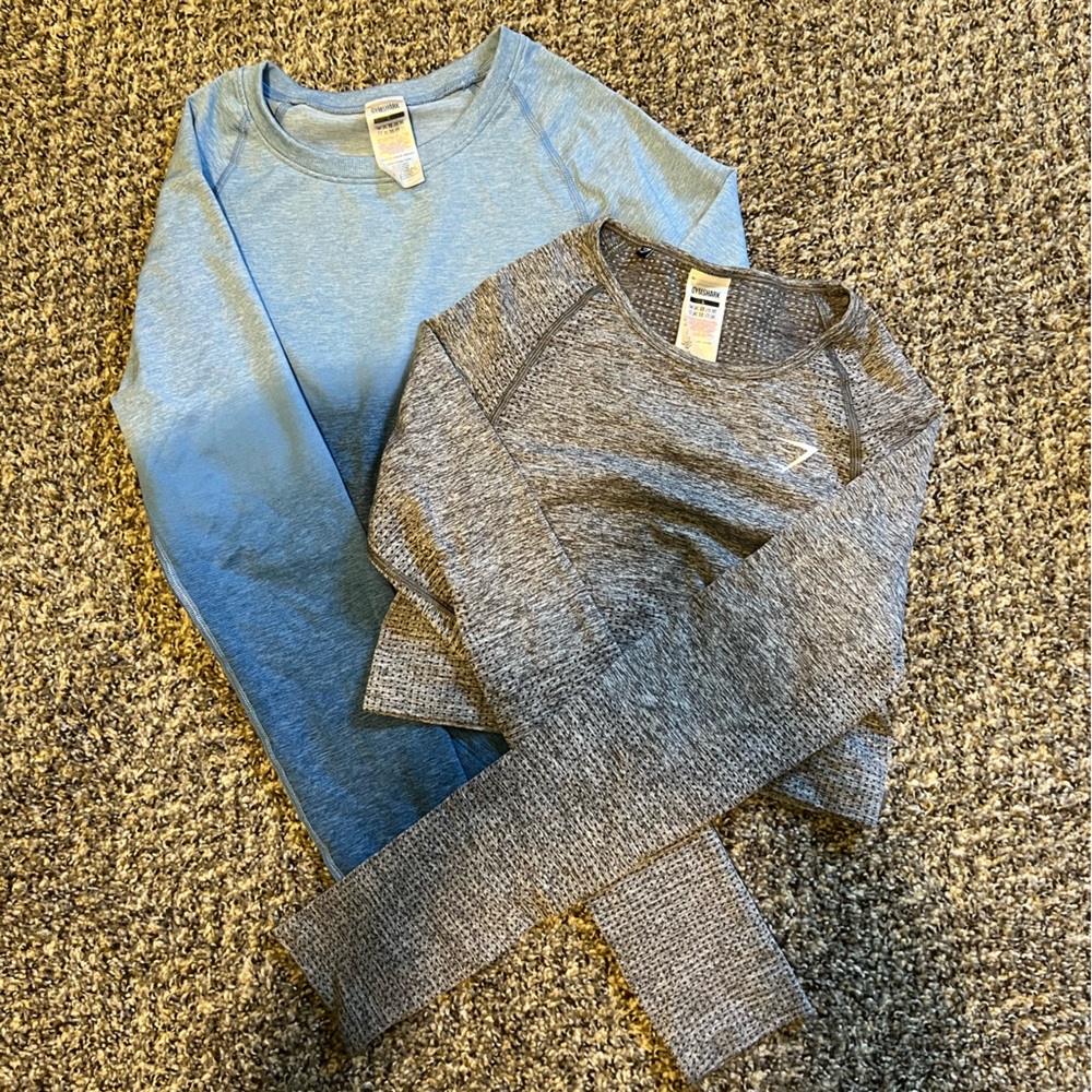 Gymshark Bundle of Two Seamless Cropped Long sleeve Workout Tops Size L